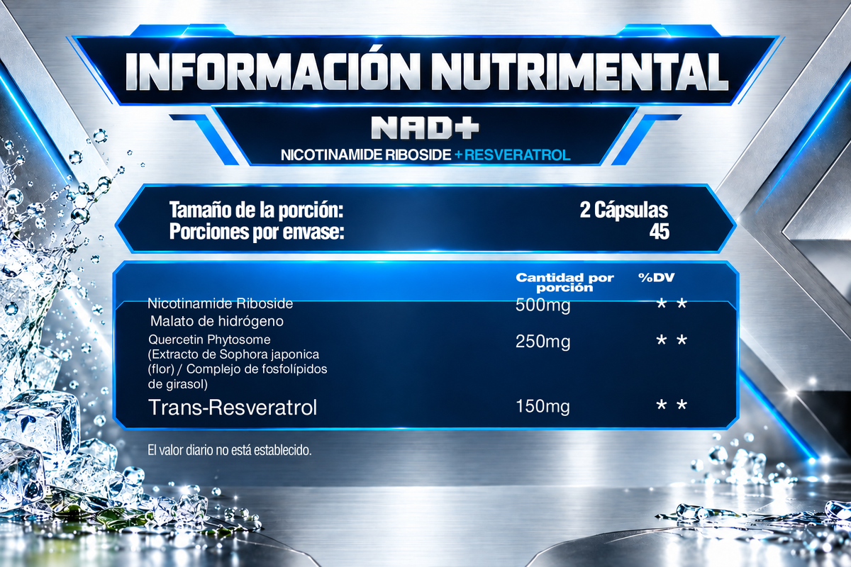 NAD+ | NICOTINAMIDE RIBOSIDE + RESVERATROL | 90 CÁPSULAS | IRONFORCE NUTRITION