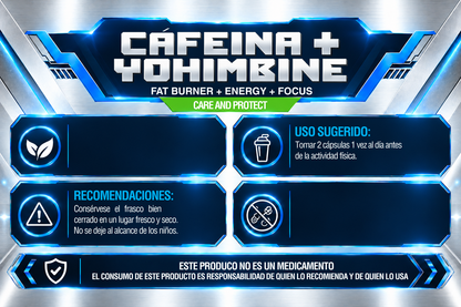 CAFEÍNA + YOHIMBINE | 60 CÁPSULAS | IRONFORCE NUTRITION