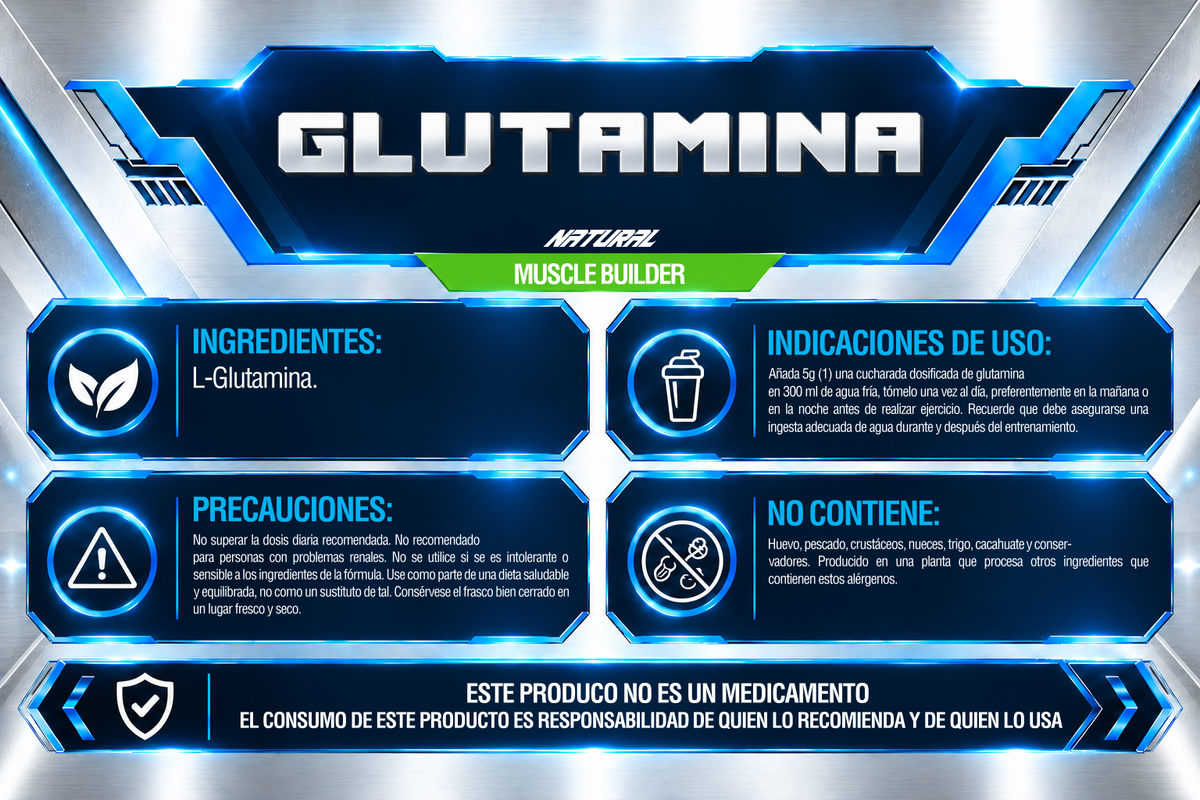 GLUTAMINA 1 kg | 200 SERVICIOS | IRONFORCE NUTRITION