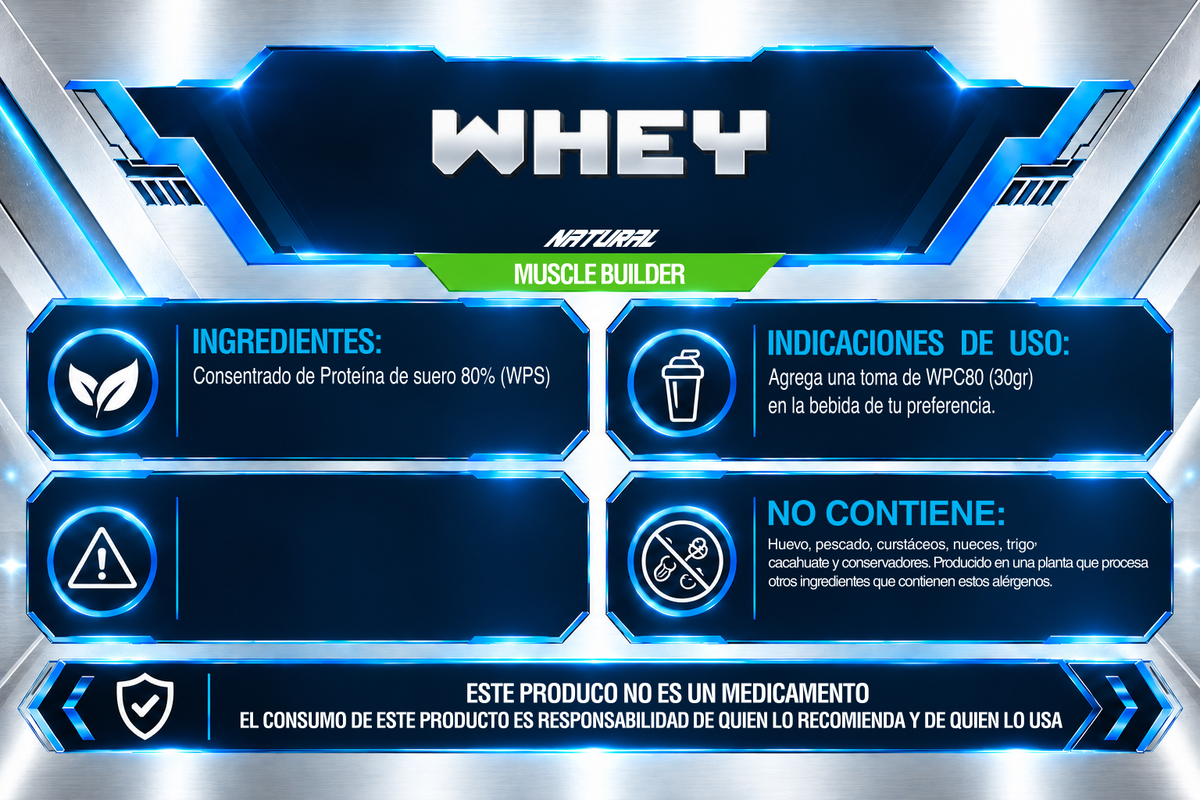 WHEY WPC80 NATURAL | 1 kg 33 SERVICIOS | IRONFORCE NUTRITION