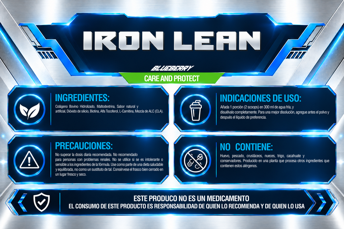 IRON LEAN(CLA+Colágeno+Carnitina)600 g